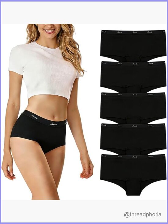 Other - Women's Organic Cotton Boy Shorts Underwear 5-Pack Low Rise Soft Breathable